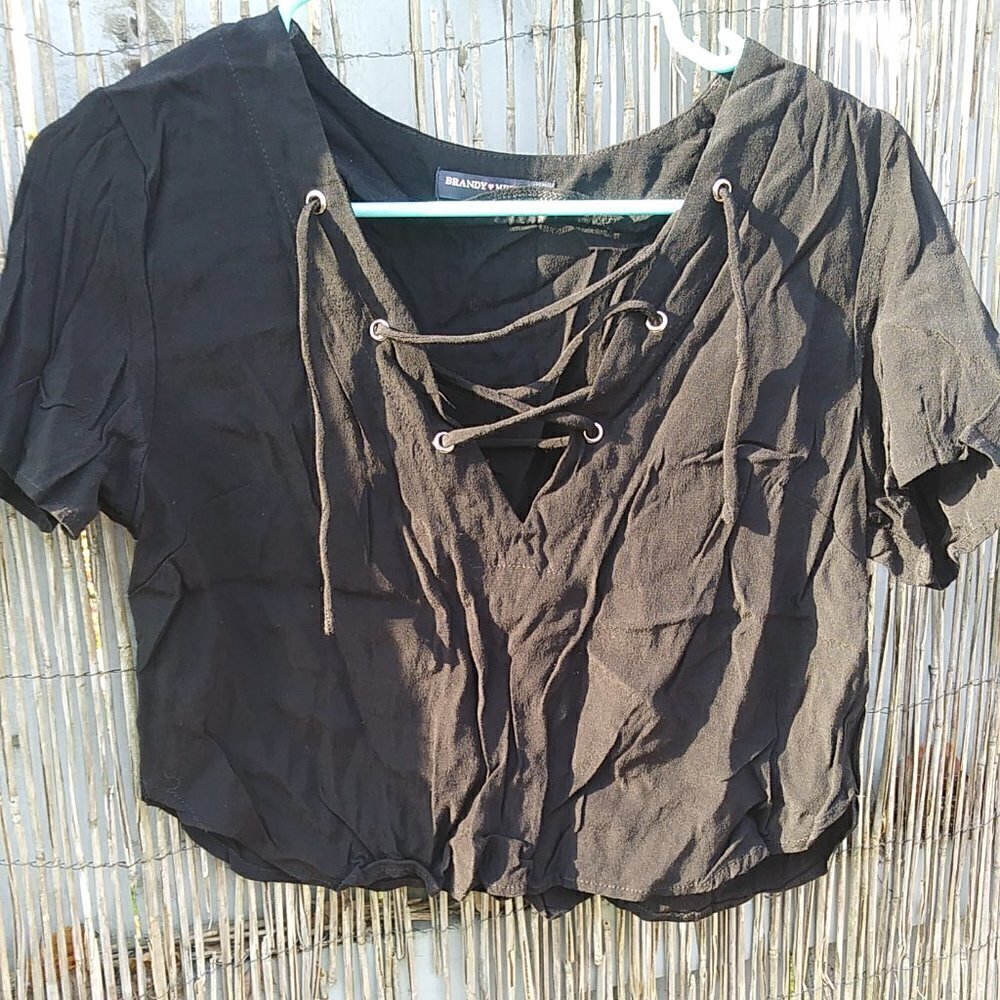 Brandy Melville Black V-Neck Crop Top - Women's - S